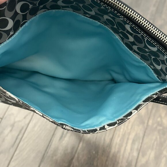 Coach Black & Gray Signature File Cross Body Bag Style #C1168-F17120 - Picture 8 of 16